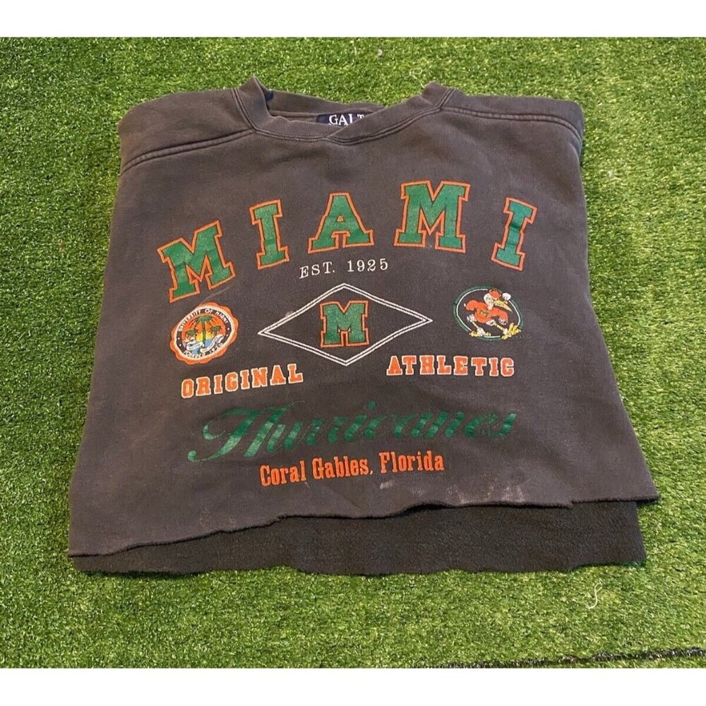 Vintage Miami Hurricanes sweatshirt womens large black crop top football 36